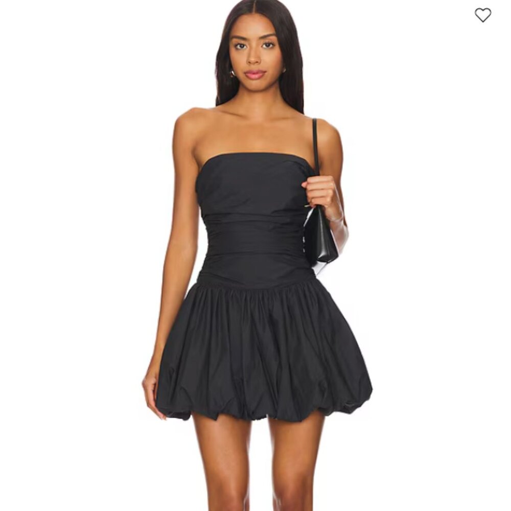 Lovers + Friends Black Abigail Mini Dress Strapless Bubble Hem REVOLVE